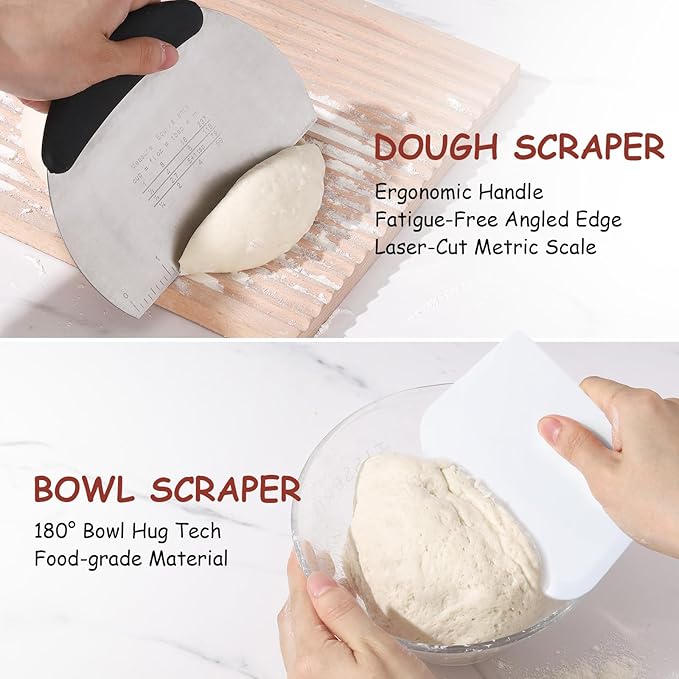 Sourdough Starter Kit, 9" Round & 10" Oval Sourdough Bread Baking Supplies Banneton Proofing Bread Baskets Set, Sourdough Tools Kit for Beginner and Professional Bakers, Bread Making Tools