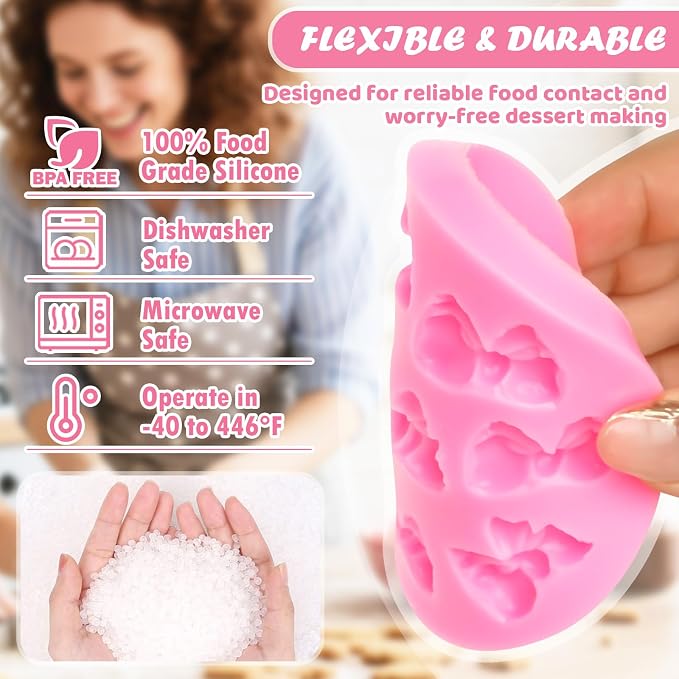 HKNMTT Mini Bow Silicone Molds for Candy Fondant Chocolate Clay Cake Sugar Cake Pop Decorating, 16 Cavities Cute Shapes DIY Cupcake Toppers Craft Birthday Moulds - Image 4