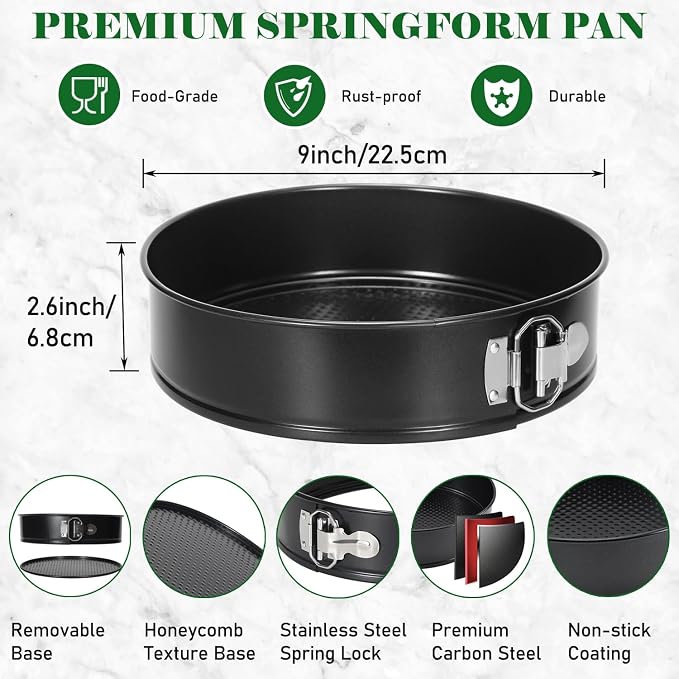 9 Inch Springform Pan 50Pcs Parchment Paper Cheesecake Nonstick Baking Mold | Round Tin Leakproof Removable Bottom Bakeware for Cake Pie Pizza and Quiches Carbon Steel and Non-stick Coating - Image 2