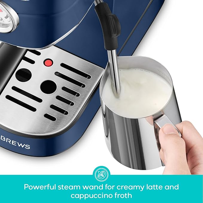 CASABREWS Espresso Machine 20 Bar, Professional Espresso Maker with Milk Frother Steam Wand, Espresso Coffee Machine with 34oz Removable Water Tank, Gift for Coffee Lovers, Coffee Gift, Sapphire Blue