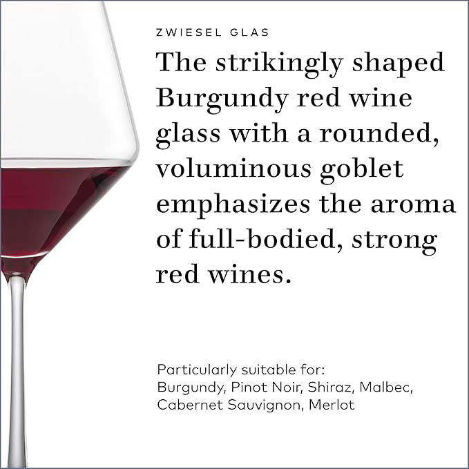 Zwiesel Glas Pure Burgundy Red Wine Glass (Set of 4), Graceful Burgundy Glasses for Red Wine, Dishwasher-Safe Tritan Crystal Glasses, Made in Germany (23 Ounce) - Image 3