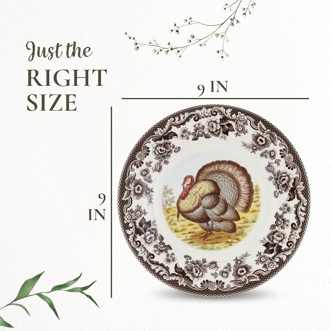 Spode – Woodland – Turkey Luncheon Plate - Brown/White - Image 7