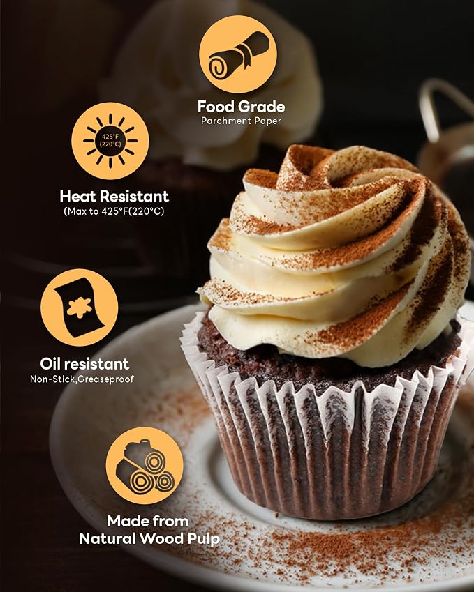 Bake Choice 100pcs Jumbo Cupcake Liners for Baking, White Muffin Liners | Greaseproof Parchment Paper, Cupcake Wrapper for Party, Wedding, Birthday, Christmas - Image 4