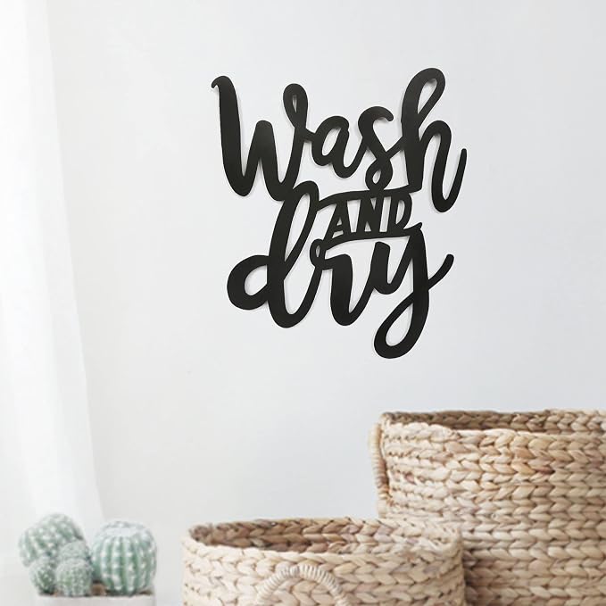 Home Decorative Metal Sign - Wash and Dry - Wall Iron Plaque 12.6x0.5x14.7 Inches-Bathroom and Wash Room Hanging Rustic Plaque - Image 2