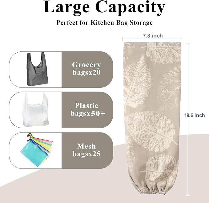 Plastic Bag Holder, Wall Mount Plastic Bag Organizer Dispenser, Heavy Duty Grocery Bag Storage Holder for Home Kitchen Camper (Tablet Leaves) - Image 3