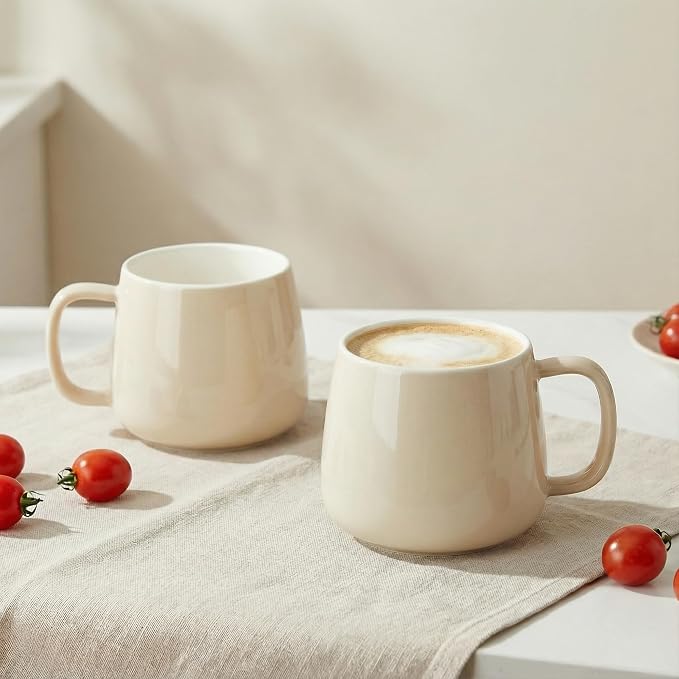 Teocera Coffee Mugs Set of 4-12oz Chip-Resistant Ceramic Cups with Ergonomic Handle | Dishwasher & Microwave Safe Cream Mugs | Keeps Beverage Hot, Perfect for Family Kitchen & Holiday Gifts - Image 5