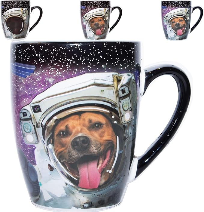 Color Changing Space Dog Coffee Mug 15oz – Astronaut Pitbull & Husky Galaxy Reveal – Funny Heat Sensitive Novelty Dog Mug, Unique Gift for Men, Women, Dog Lovers, Christmas, Birthday, Stocking Stuffer by Dream8Design