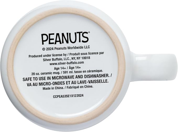 Silver Buffalo Peanuts Snoopy Wax Resist, Ceramic Camper Mug, 20oz | 0.59 Liters - Image 4