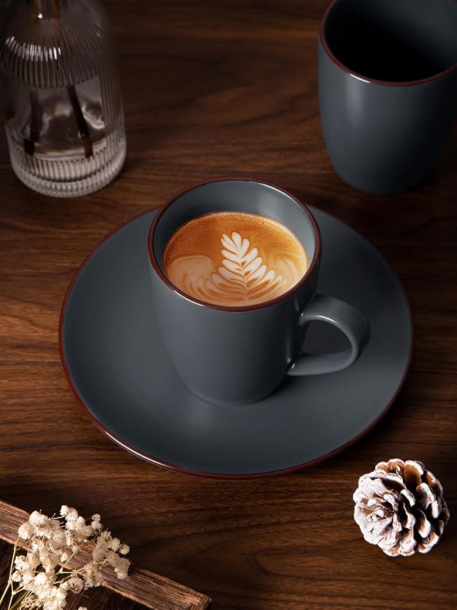 famiware Venus Coffee Mugs for 6, 13 oz Mug Set, Dringking Cup with Handle for Coffee, Tea, Cocoa, Milk, Charcoal - Image 6