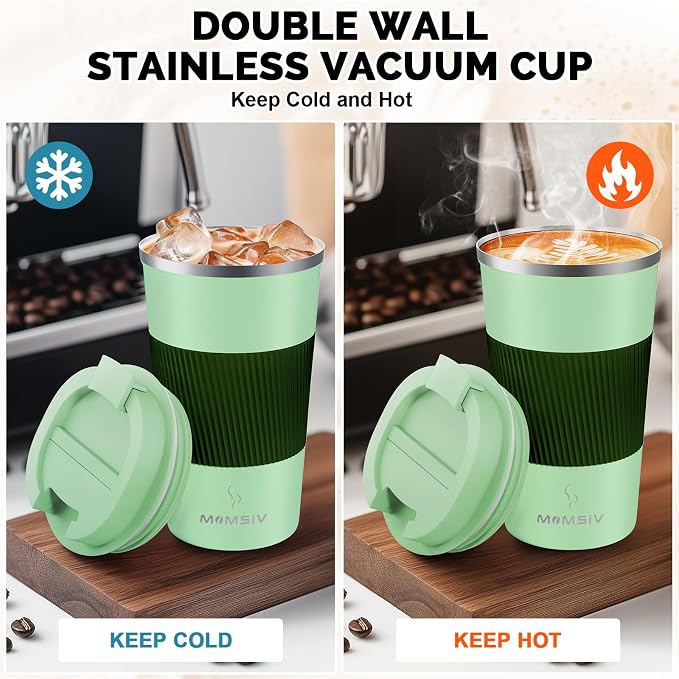 MOMSIV 17oz Travel Coffee Mug, Insulated Coffee Cup with Leakproof Lid | 6-Hour Heat Retention, 360°Leak proof, Vacuum Stainless Steel Double Walled, BPA-free, Reusable And To Go Coffee Mug - Image 3