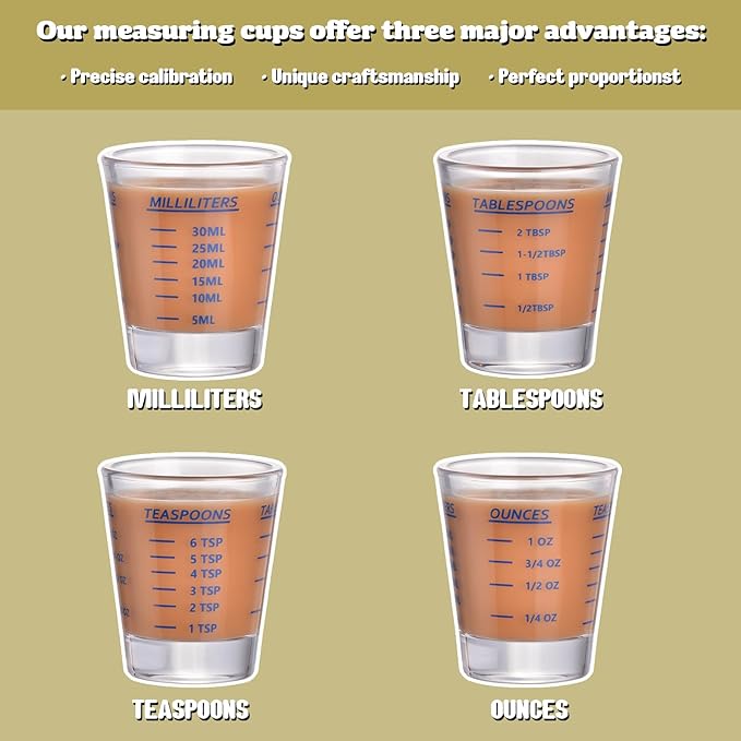 Shot Glass Measuring Cup，Espresso Shot Glass 26-Incremental Measurement 6 Tsp, 30ml, 1oz, 2 Tbs, Kitchen Tools，Bar Bartender Accessories, Jigger for Bartending (2 Pack-Blue)