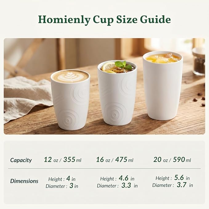 Homienly Kitchen Cups 12 OZ Wheat Straw Drinking Glasses–Unbreakable, Lightweight & Reusable Alternative to Plastic Cups,Dishwasher Safe Cups for Kitchen & Outdoor Use (White, 6 PCS) - Image 9