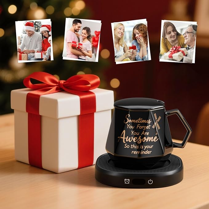 Coffee Mug Warmer Set Smart Electric Cup Candle Warmer for Desk Office | You're Awesome Mug Warmer Set, Desk Tea Beverage Heater Plate, 4 Temperature Setting & 8H Auto Shut Off, Women Birthday Gifts - Image 7