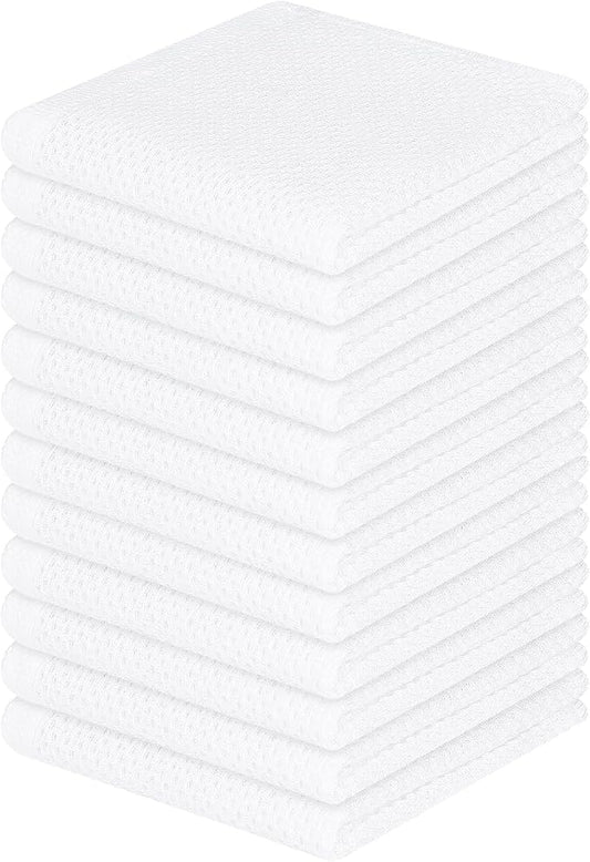 Homaxy 100% Cotton Waffle Weave Kitchen Dish Cloths 12-Pack, White | 12 x 12 Inches, Ultra Soft Absorbent Dish Towels, Quick Drying Dish Rags with Hanging Loop by Homaxy