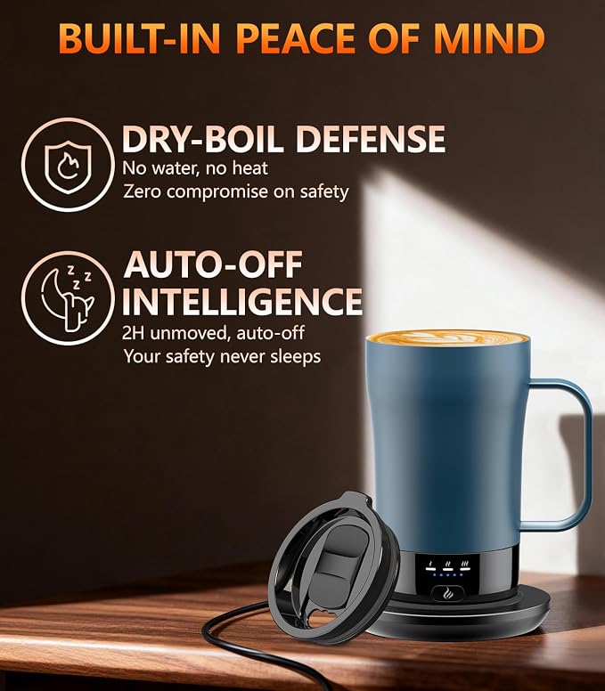 Self-Heating Coffee Mug, 14oz Heated Coffee Mug - Rechargeable Temperature Control Coffee Mug Keep Coffee Hot, Smart Mug Great Gift for Coffee Lovers & Slow Sippers - Image 4
