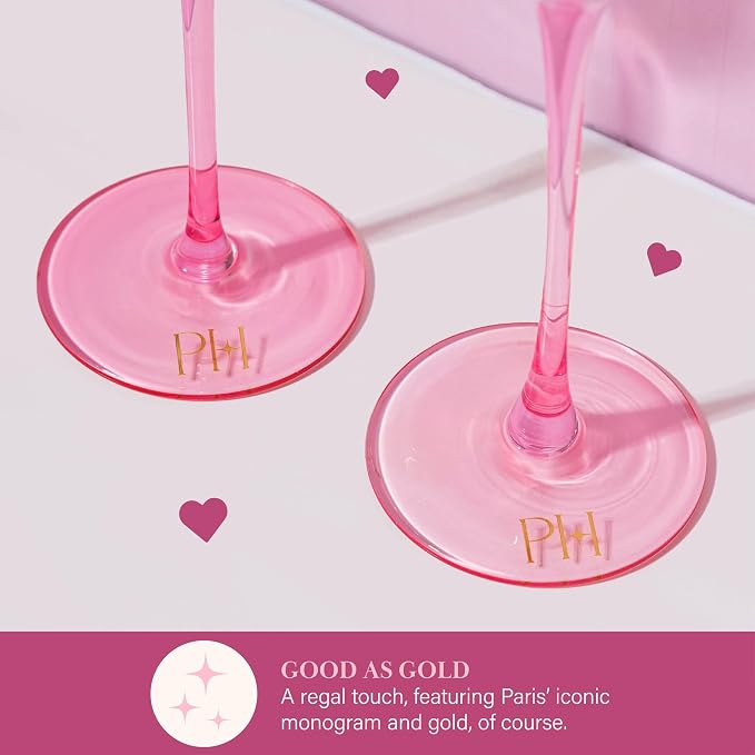Paris Hilton Heart Shaped Champagne Flute Gift Set, Elegant Handmade Glassware Set, Perfect for Celebrations, Weddings or any Special Occasion, 2-Piece Set, 5.5-Ounce, Pink - Image 5