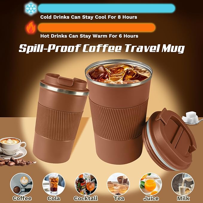 Vacuum Insulated Stainless Steel Travel Coffee Mug,Leak Proof Cup with Lid | 304 stainless steel mug with vacuum insulation, leak proof lid, silicone grip and car cup holder friendly design - Image 2