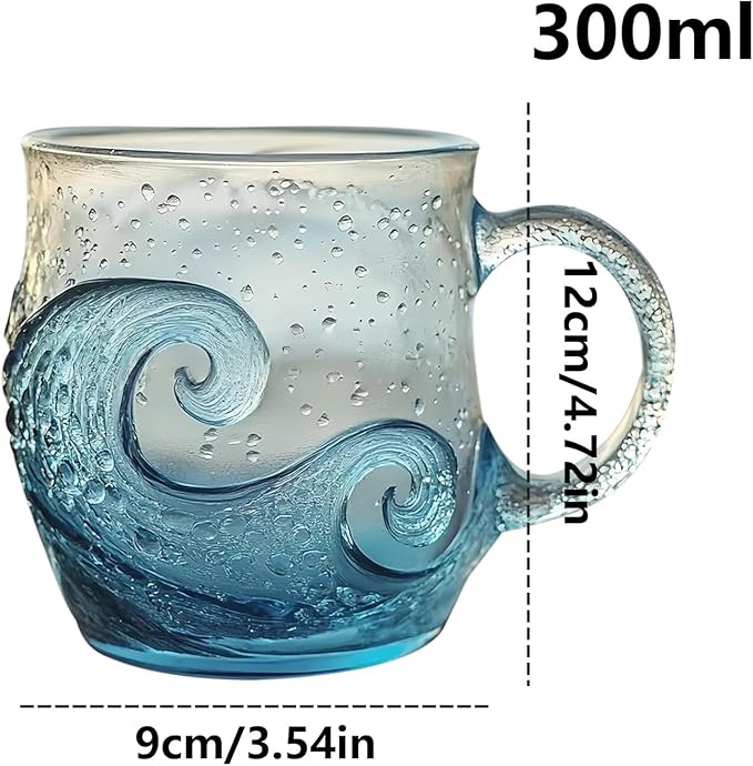 Design glass-Cup – 300ml Transparent Coffee Mug, Heat Resistant Water Mug, Ergonomic Handle Drinkware | Modern glass-for Iced Coffee, Tea, Juice | Perfect for Home, Bar, Office, Gifting