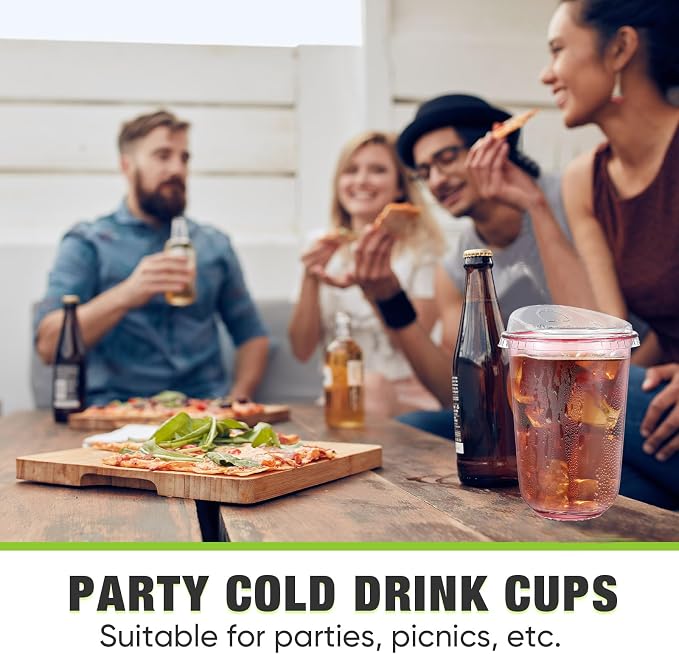 Ziliny 50 Sets Clear Plastic Coffee Cups with Sip Lids, Disposable Plastic PET Crystal Cups for Iced Coffee, Smoothie, Cold Beverage, Drink Shops and Party Catering (Pink,16 oz) - Image 5