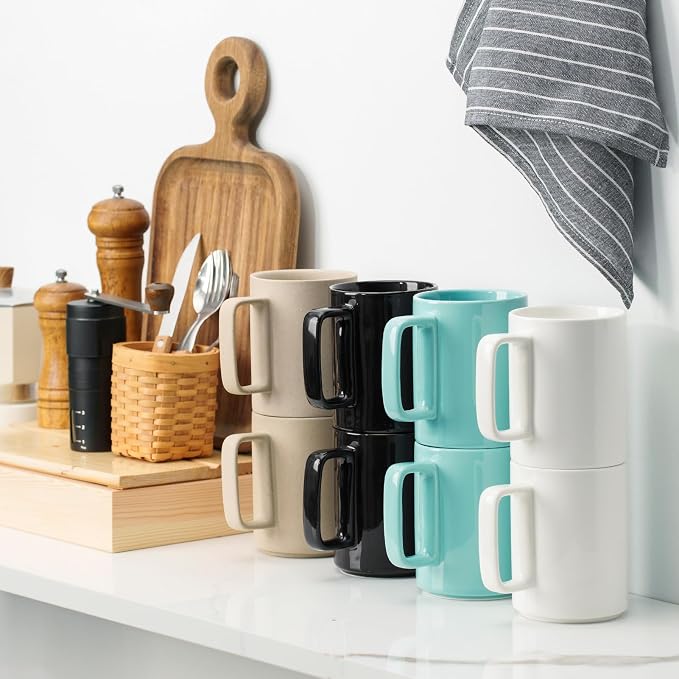E-liu Large 15 Ounces Porcelain Coffee Mug Tea Mugs Set of 6 | Cups for Coffee, Tea, Cocoa, and Mulled Drinks , Dishwasher & Microwave Safe Gift Sets, Unglazed (Natural) - Image 5