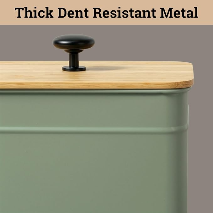 Kitchen Canisters for Countertop Set of 4 w/ Chalkboard Labels & Marker Pen | Airtight Easy Open Bamboo Lids, Dent-Resistant Thick Metal, Customizable Chalkboard Labels, Marker Pen Included, Set of 4 - Image 7