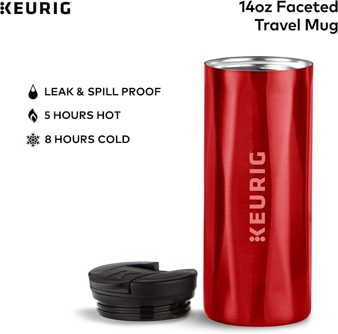 Keurig Coffee Travel Mug, Fits Under Any Keurig K-Cup Pod Coffee Maker, 14 oz, Red - Image 3