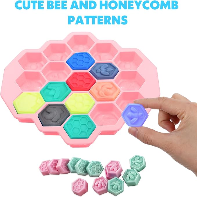 Versatile Honey Comb Silicone Mold, 19 Cavity Bee Silicone Honeycomb Mold for Baking, Reusable Non-Stick Gummy Molds for Candy, Chocolate, Jelly, Ice Cube(Pink) - Image 4