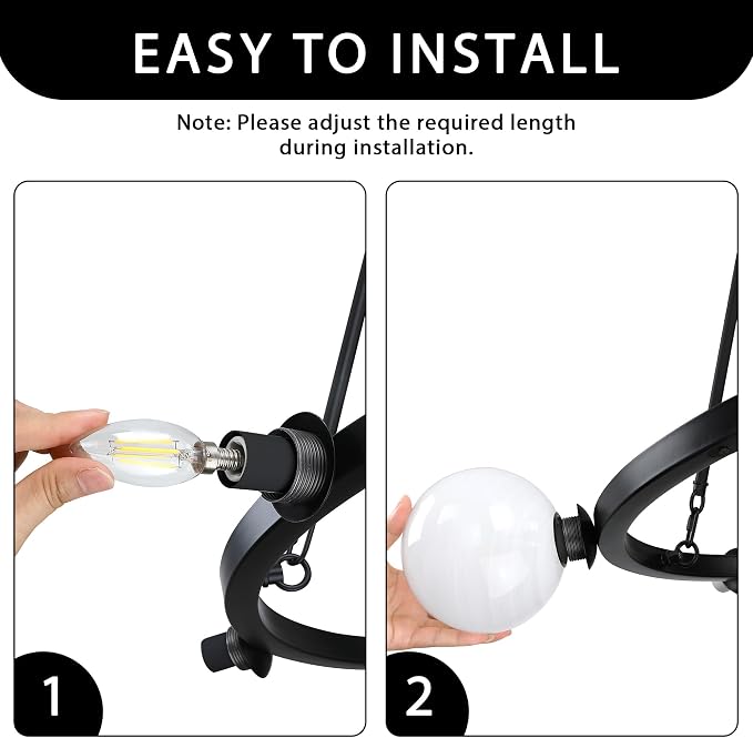 6-Light Globe Chandelier Mid Century Black Chandeliers,Modern Globe Round Pendant Light Fixture for Dining Room Over Table,Sputnik Pendant Light Fixture for Living Room Foyer Bedroom T720666CH-BK - Image 7