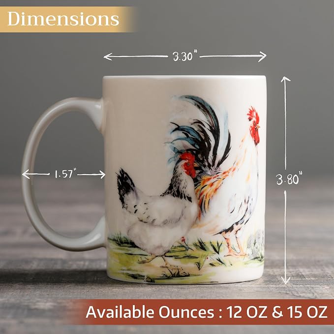 Maison d' Hermine Coffee Mug with Handles Tea Cups (15 Ounce, Pack of 2) | Fine Bone China Coffee Mugs for Hot Beverages Cappuccino Latte Home Restaurant Hotel Spring Summer -Campagne - Image 4