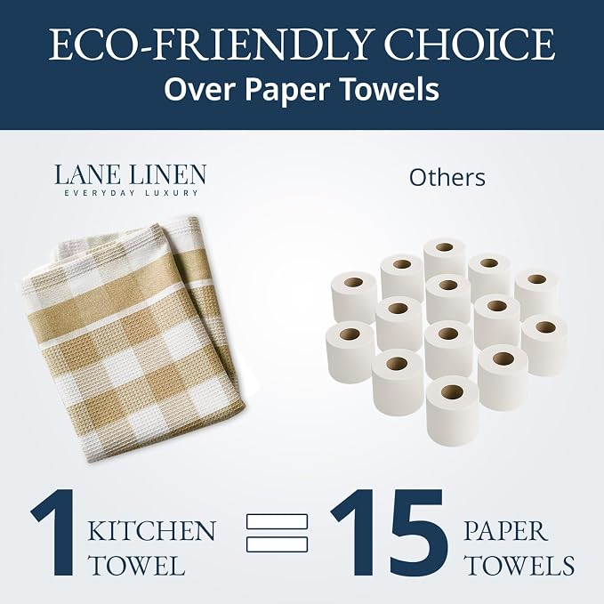 LANE LINEN Cotton Kitchen Towels Set, 4-Pack – Absorbent, Quick-Drying, Premium Dish Towels, Tea Towels, 18" x 28" - Beige - Image 7
