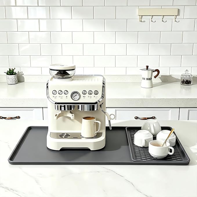 Caketime 2 In 1 Silicone Coffee Bar Mat Accessories Detachable Dish Drying Rug Rack Stone for Kitchen Counter Sink Home Household Apartment Office Essentials Barista Espresso Machine Must Have - Image 3