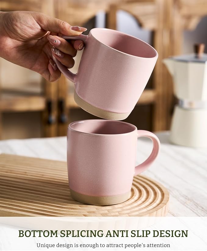 famiware Coffee Mugs Set of 8, Milkyway 13 oz Mug Set, Ceramic Cup Set with Handle for Coffee, Tea, Cocoa, Milk, Light Pink - Image 2