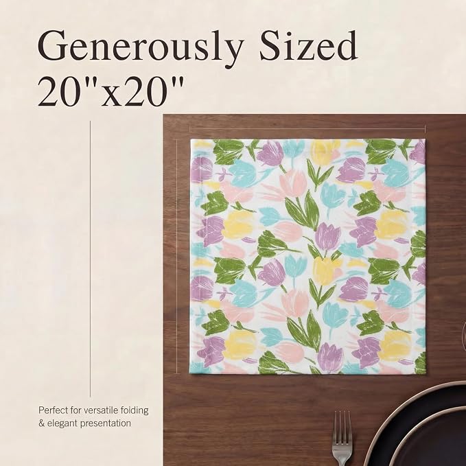 Urban Villa Cloth Napkins Cotton 20x20 (Set of 12) Tulip - Image 6