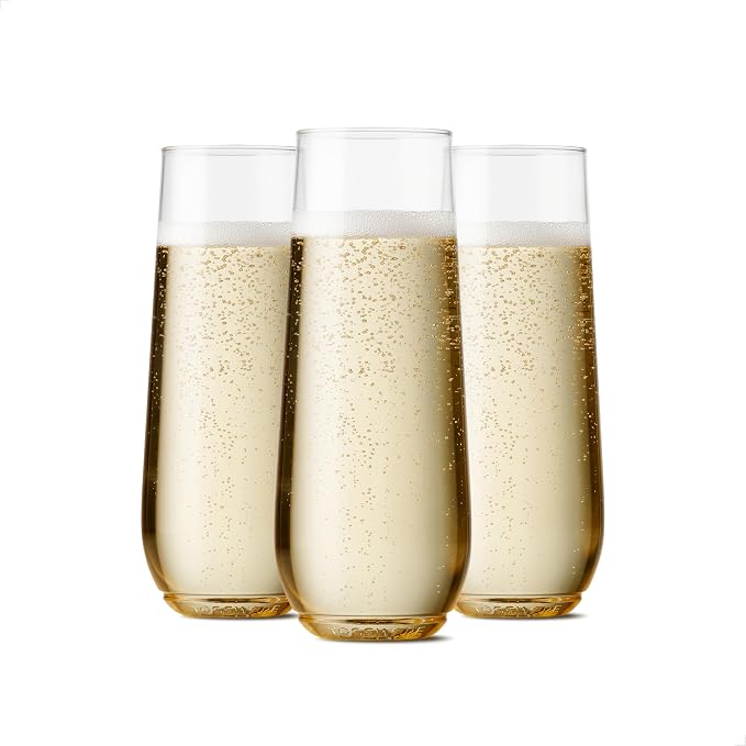 TOSSWARE POP 9oz Flute, Premium Quality, Recyclable, Unbreakable & Crystal Clear Plastic Champagne Glasses,Flute , 12 Count (Pack of 1) by TOSSWARE