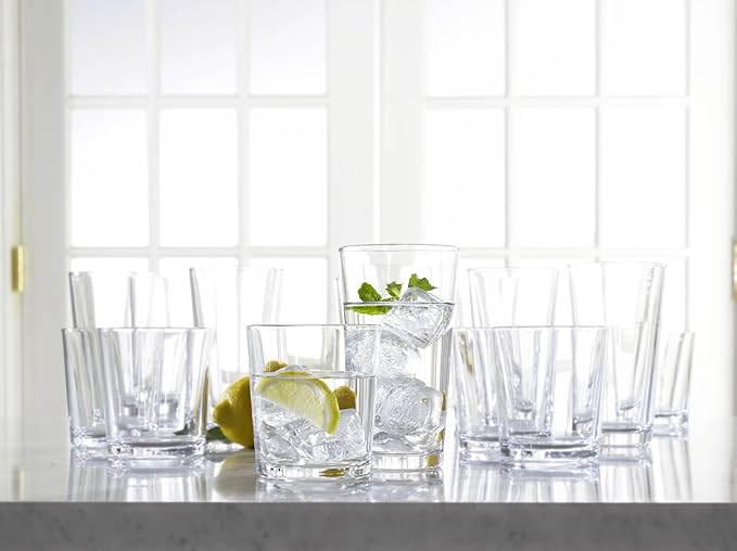 Glaver's Drinking Glasses Set of 8 Mixed Glassware Set, 4 Highballs 17 Oz., 4 Whiskey Glasses 13 Oz., Great For Cocktail Whisky and other Beverages. Dishwasher Safe. - Image 2