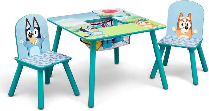 Delta Children Bluey Kids Table and Chair Set with Storage (2 Chairs Included) - Greenguard Gold Certified - Ideal for Arts & Crafts, Snack Time, Homeschooling, Homework & More, Blue - Image 3