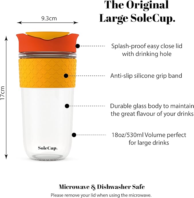 Large Travel Mug - Reusable Insulated Coffee Mug - 18oz/530ml BPA-Free Hot Drink Travel Mug with Lid & Silicone Band (Red, 18oz)