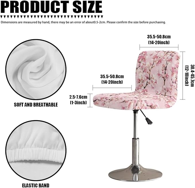 Cherry Blossom Bar Stool Seat Covers, Washable Removable Bar Stool Chair Covers Counter Height Chairs Covers Swivel Barstool Covers Daily Decor - Image 7