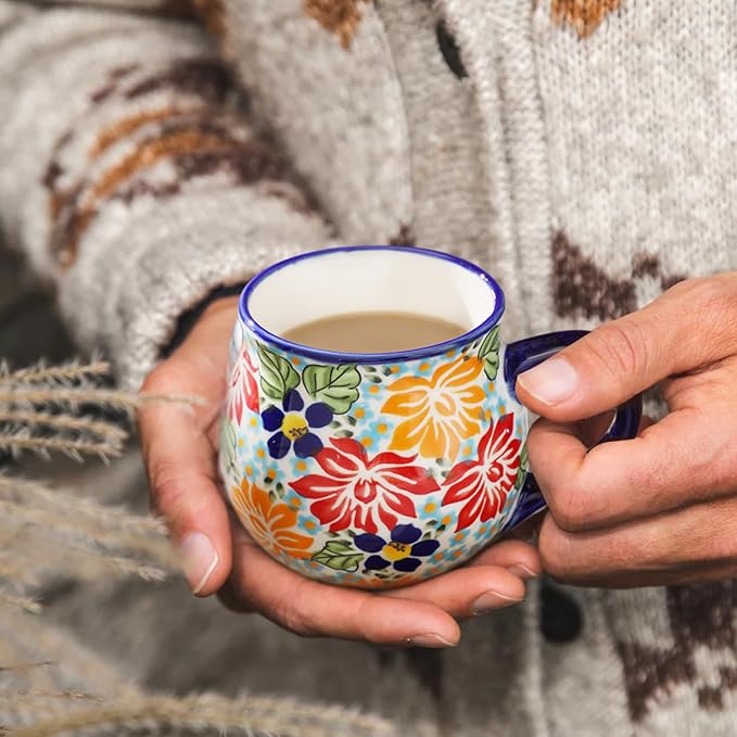 ALMA 12oz Handpainted Flower Ceramic Tea Cup | Microwave & Dishwasher Safe, Ideal for Morning Coffee Tea, Home Kitchen Dining Room Display, For Home Makers & Women - Image 6