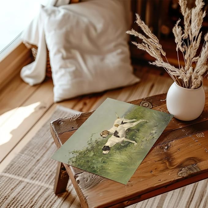 XOCUUI Wall Art Unframed Canvas for Living Room - Retro Twin Dogs Home Wall Decor Eclectic Vintage Landscape Artwork Prints Home Decor Gallery Picture Oil Painting Boho Animal Bedroom Office 8x10In - Image 4