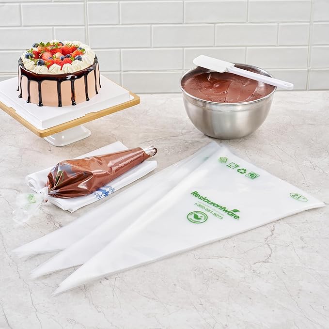 Restaurantware Pastry Tek 21 x 10.2 Inch Piping Bags 100 Disposable Pastry Bags - Sturdy No Slip Clear Plastic Baking Bags To Decorate Cakes For Parties Or Bakeries