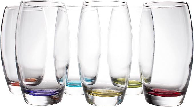 Red Co. Large 16 oz Multicolored Drinking Glass Set of 6 for Water, Beverage, Cocktail, Mixed Drinks - Image 7