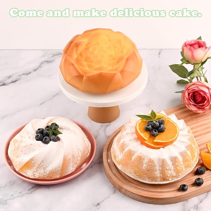 HUAKENER Flower Shape Cake Molds, 3 Pcs Silicone Cake Molds | Nonstick Silicone Cake Pan for Jello Cakes, Cheese Cakes, Strawberry Shortcake, Brownie Tart Pie - Image 6