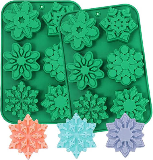 2 Pack Snowflake Silicone Molds Christmas Silicone Molds for Making Soap Resin Bath Bomb Ice Cube Chocolate Candy Snowflake Design for Christmas DIY by SEIHDHIK