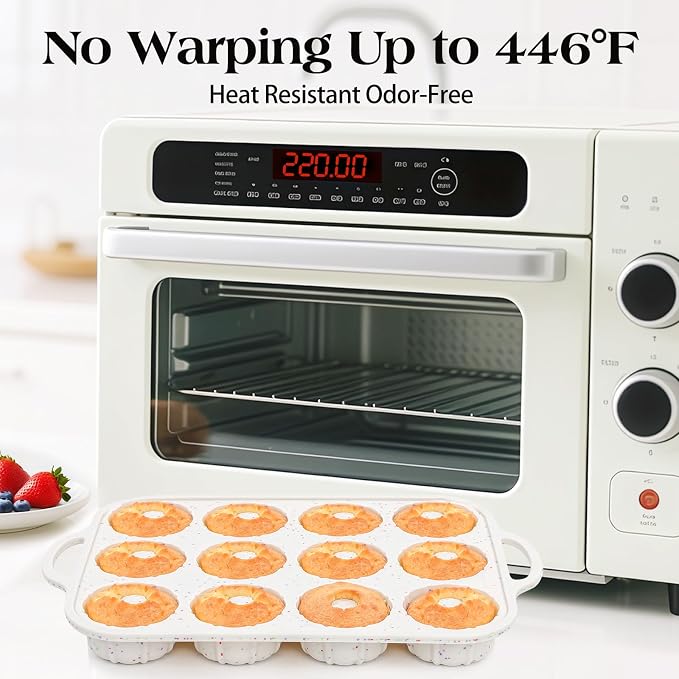 Vinino 3 Inch Silicone Mini Fluted Tube Cake Pan with Metal Frame | 12-Cavity Mini Flan Mold for Donuts, Muffins, Brownies & Jellies, Nonstick Design with Easy Release and Cleanup - Image 8