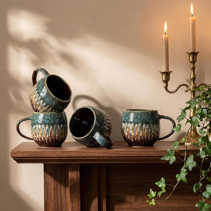 Large Ceramic Coffee Mug - 13oz Tea Cup, Blue, Set of 4 | Large Tea Mug, Microwave Safe, Dishwasher Safe - Image 7
