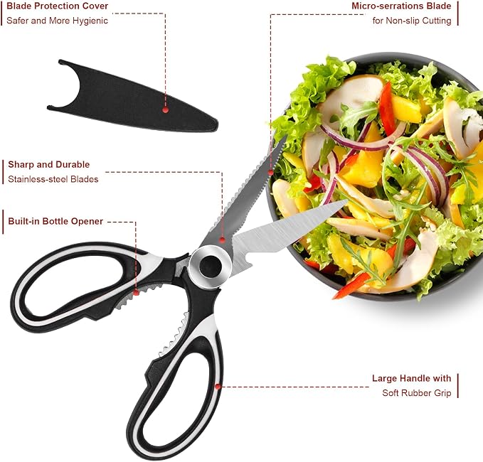 SZHLUX 2-Pack Kitchen Scissors Heavy Duty, Premium Sharp Kitchen Shears for Food, Fish, Meat, Bones, Poultry and Vegetables with Strong Stainless Steel Blades Multi Purpose Cooking Scissors - Image 4