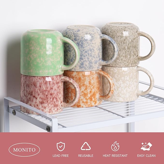 MONITO 12 OZ Coffee Mugs Set of 6, Modern Coffee Mugs Set with handle for Tea/Latte/Cappuccino/Milk/Cocoa. - Image 4