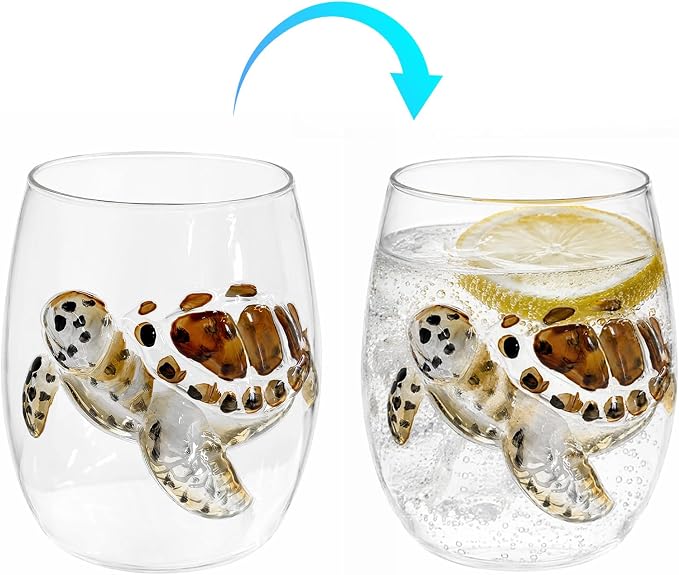 Ocean Themed Sea Turtle Hand-Blown Coastal Glassware | Ocean-Themed Octopus Glassware Hand Blown Coastal Stemless Wine Glasses Unique Coastal Decor Gift for Ocean Lovers - Image 8