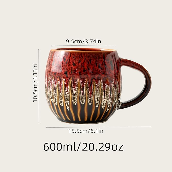 Large Ceramic Coffee Mug - 20oz Big Tea Cup, Red | Large Tea Mug, Microwave Safe, Dishwasher Safe - Image 2